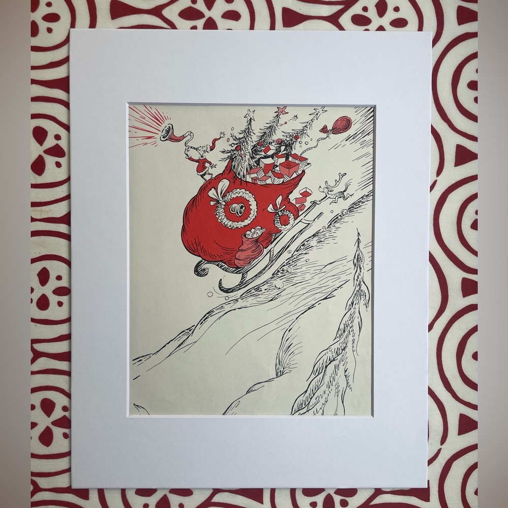 Dr Seuss How The Grinch Stole Christmas Matted Vintage Book Illustration 1957